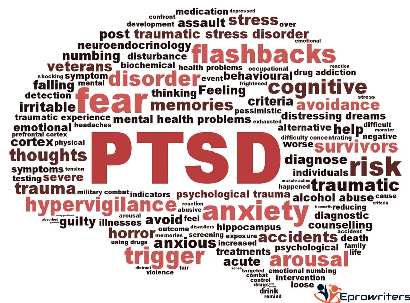 Explain how the speaker describes the cause of reexperiencing symptoms in PTSD